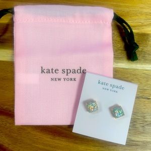 Kate Spade opal glitter gold color earrings new